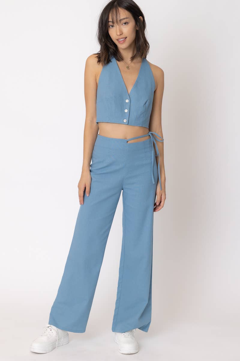 Halter Neck Vest and Pants Set