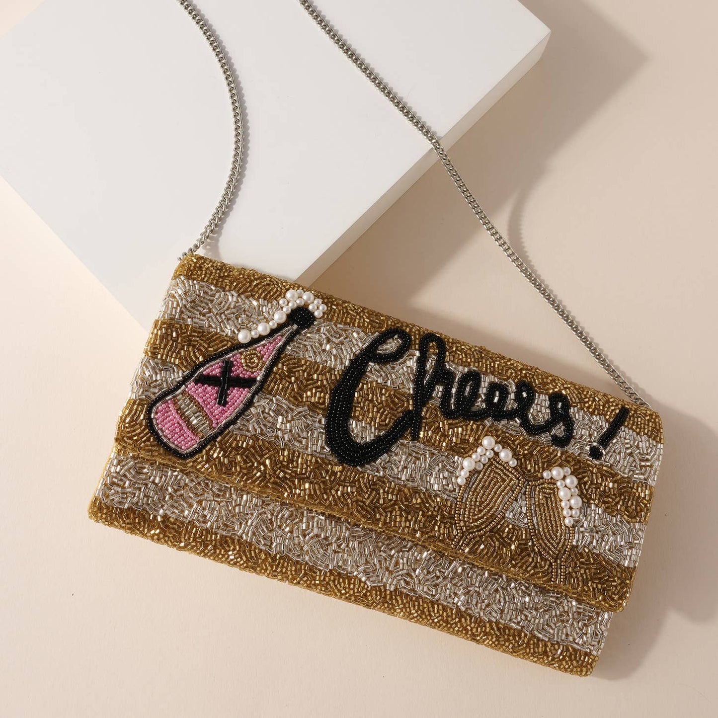 Cheers Champagne Beads Clutch Bag