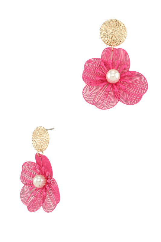 Metal Flower Shape Dangle Earring