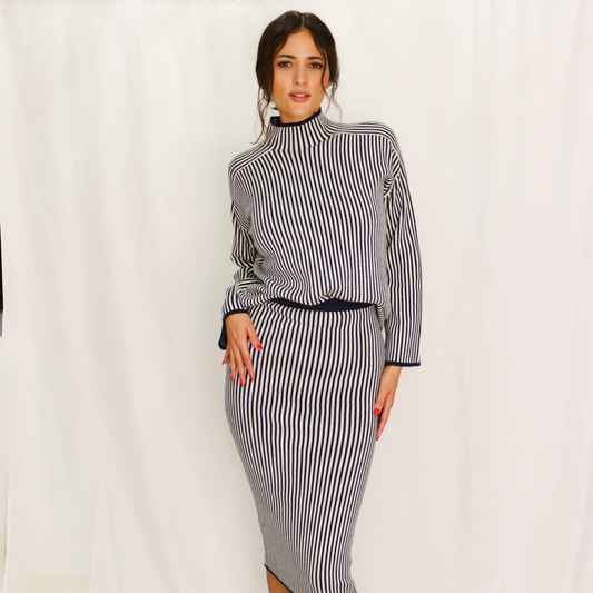 Pinstripe High Neck Pullover