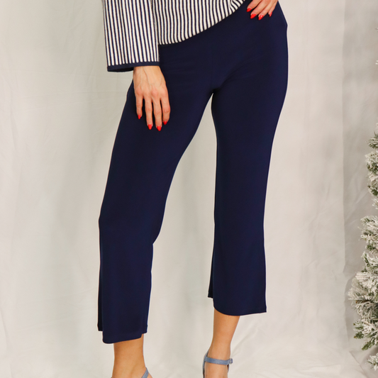 Signature Side Slit Ankle Pant: Navy