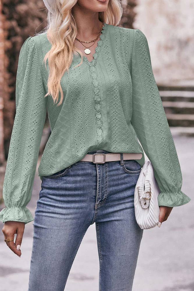 Sage Lace Top