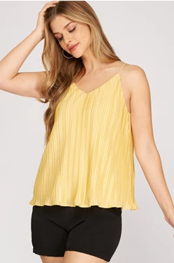 Pleated Camisole (rose/light yellow)