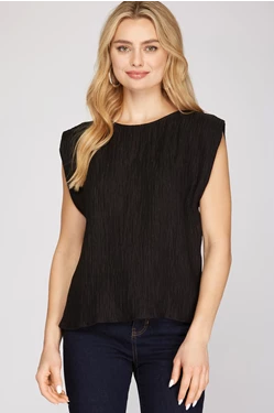 Crinkle Blouse (black/dusty blush)