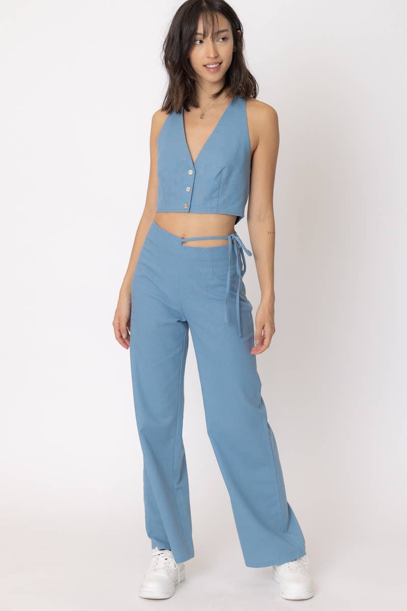 Halter Neck Vest and Pants Set