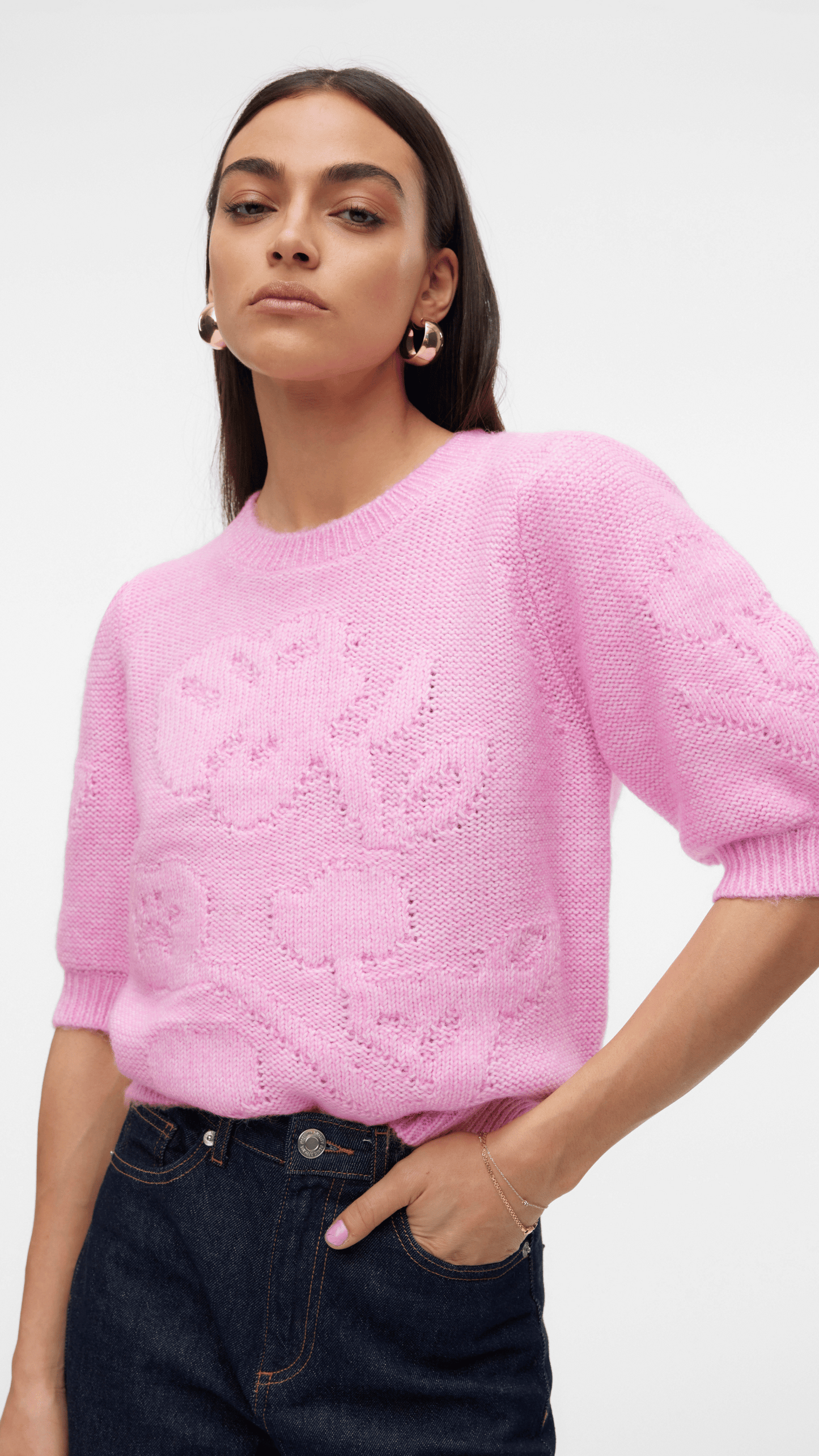 Pink Bubble Sleeve Sweater