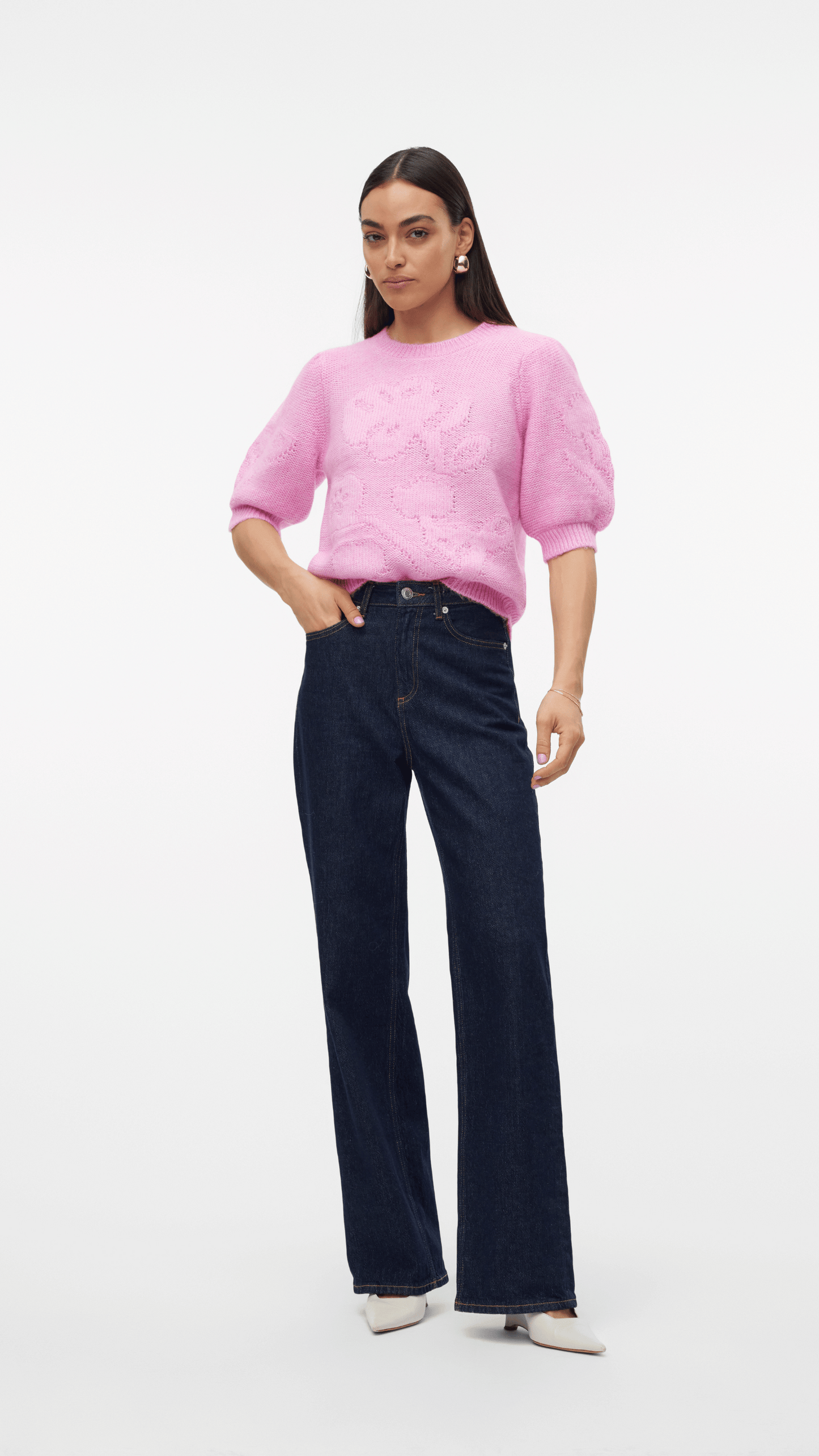 Pink Bubble Sleeve Sweater