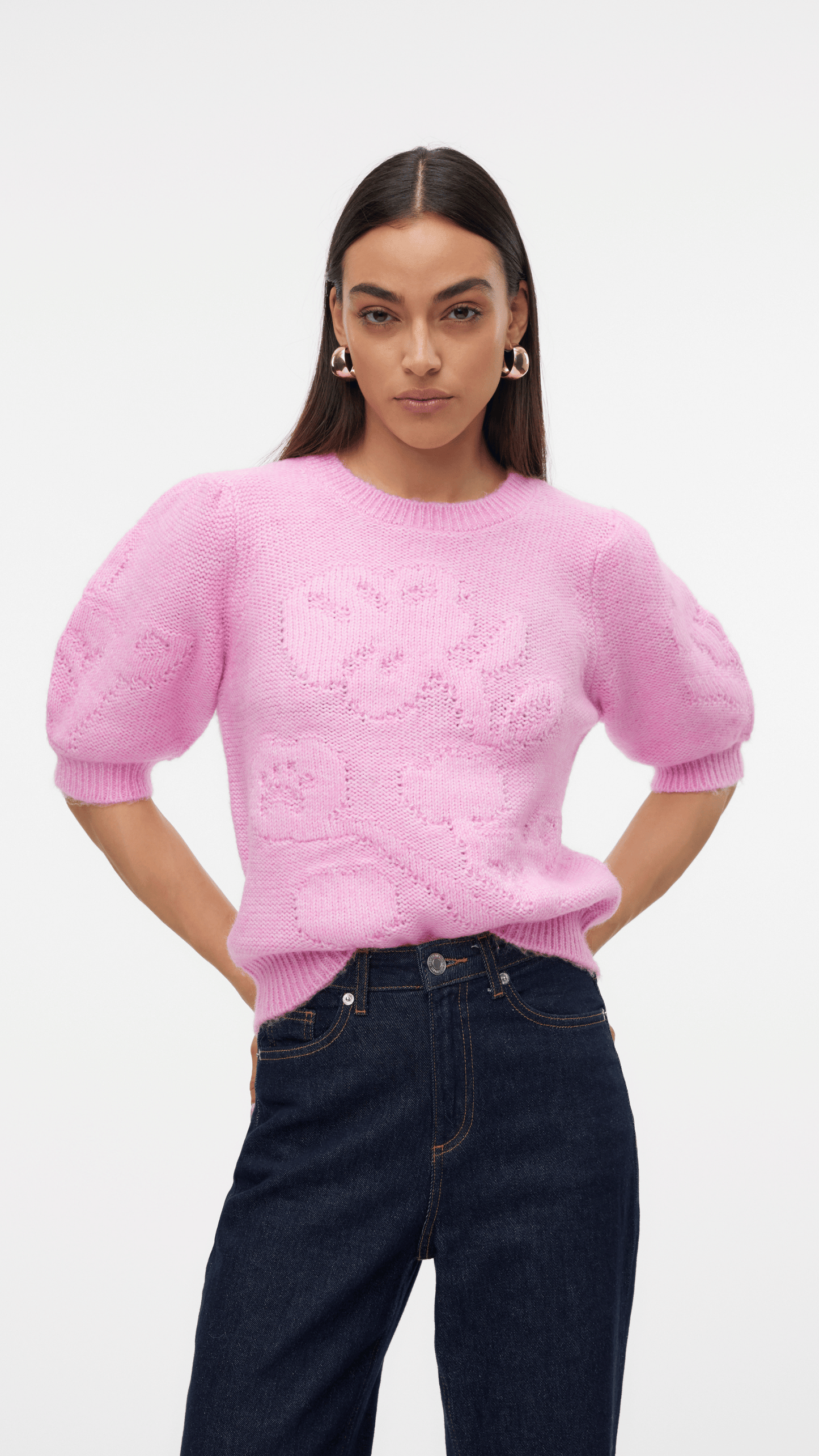 Pink Bubble Sleeve Sweater