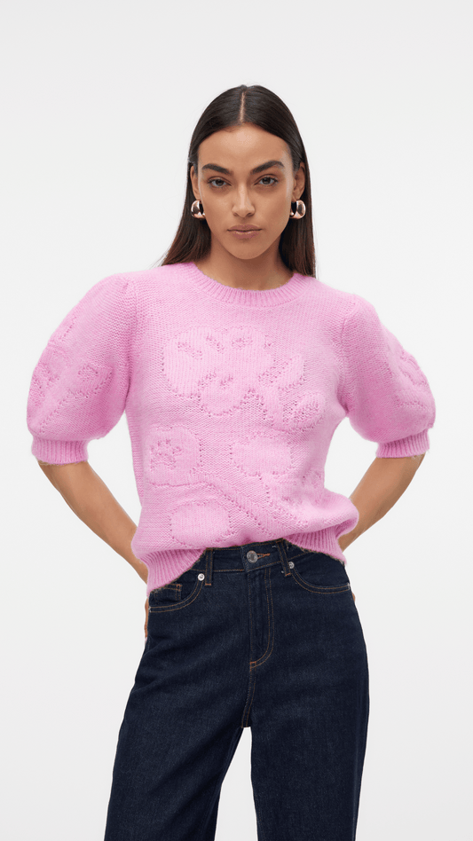 Pink Bubble Sleeve Sweater