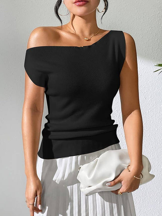 Off the Shoulder Sleeveless Knitted Top