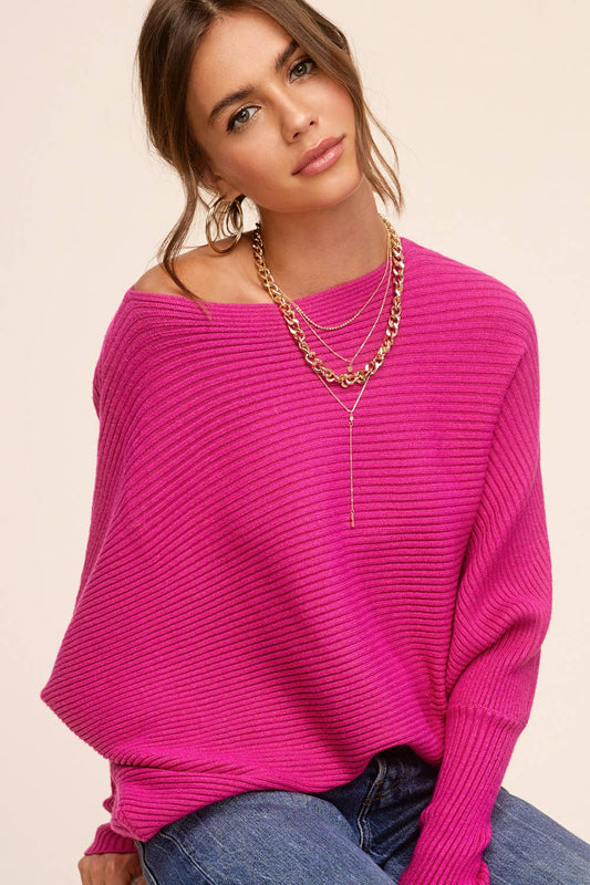 Slouchy Fit Fall Winter Bubble Sleeve Sweater