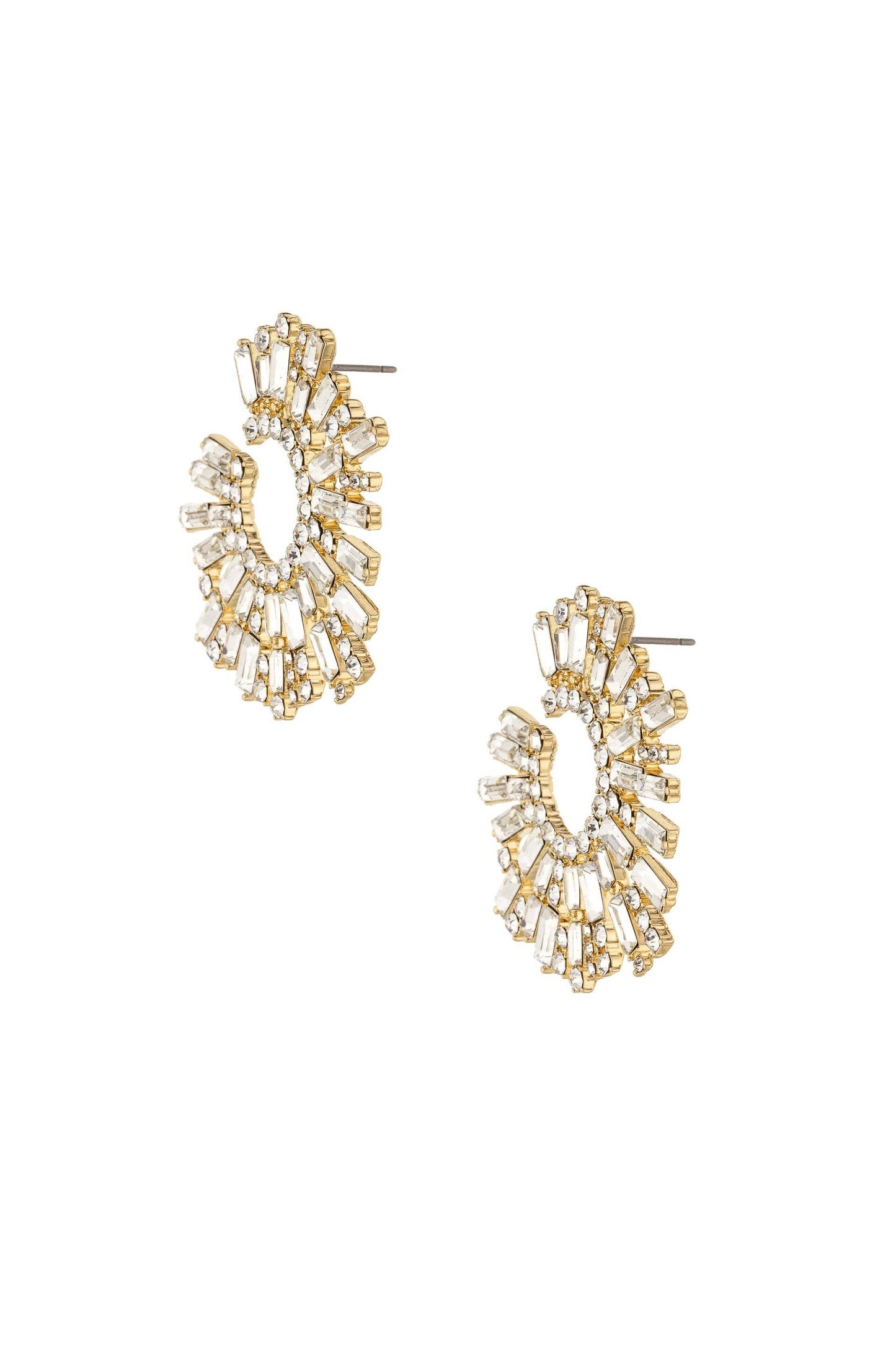 Opulent Crystal Stardust 18k Gold Plated Open Circle Earrings: Clear Crystals / One Size