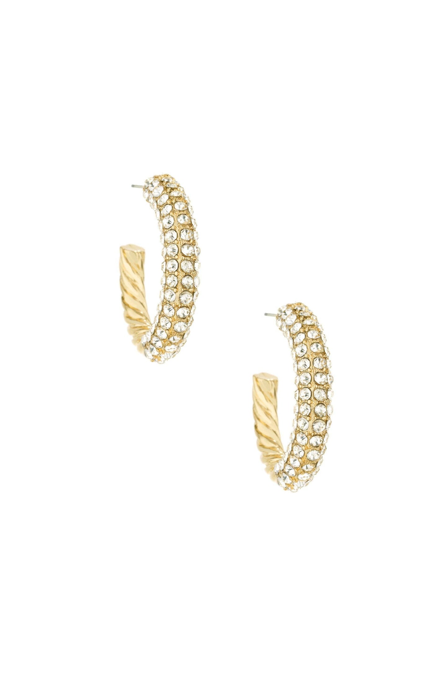 Crystal Dotted Twists 18k Gold Plated Hoop Earrings