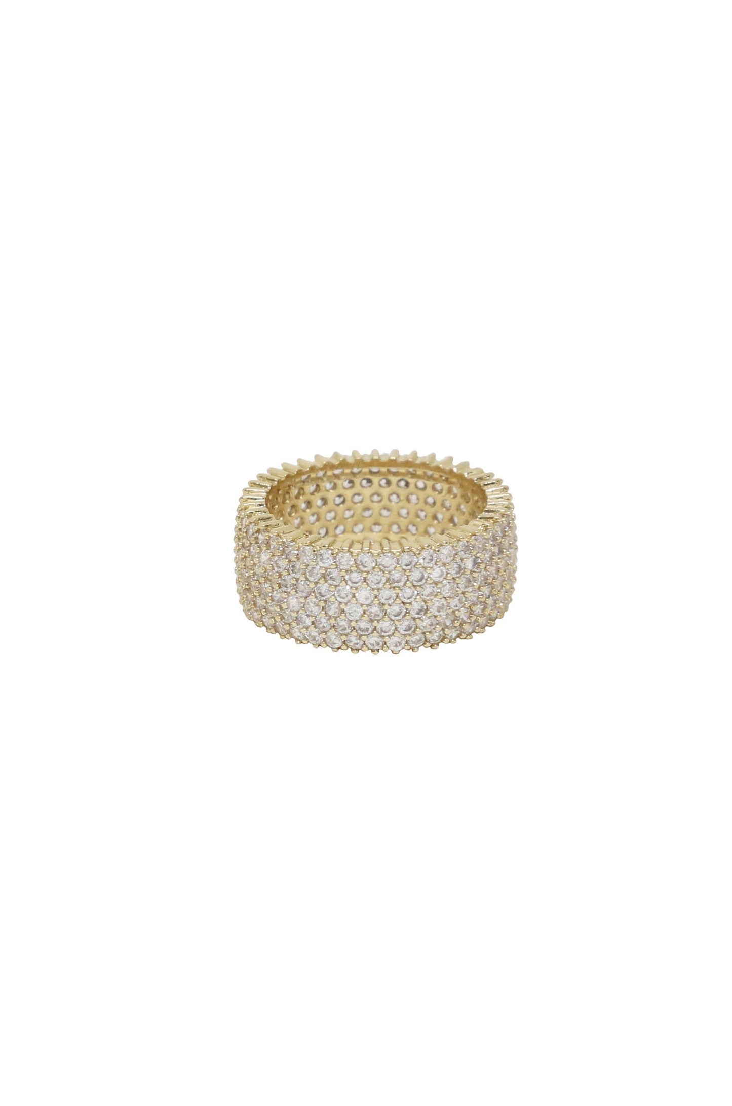 18k Gold Plated & Crystal Thick Band Ring