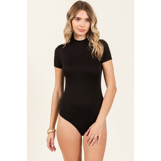 Soft Short Sleeve Mock Neck Bodysuit