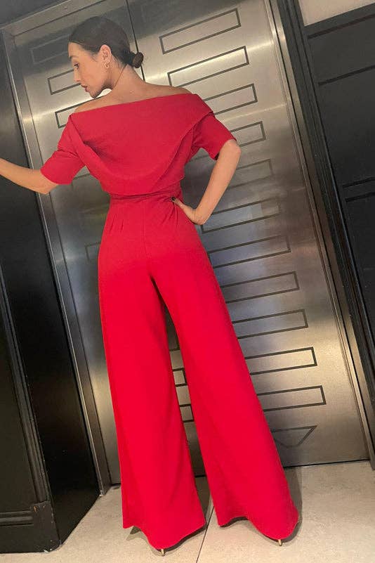 ATOM Label Lima Jumpsuit in Red