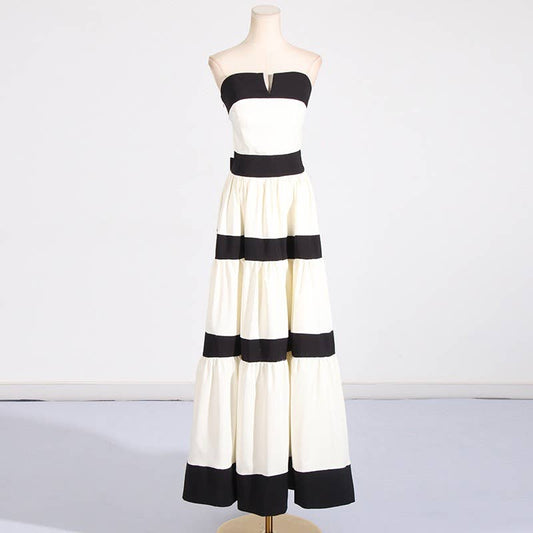 Natalia Striped Bow Elegant Dress (also available to rent)