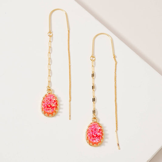 Druzy Stone Chain Dangle Earrings