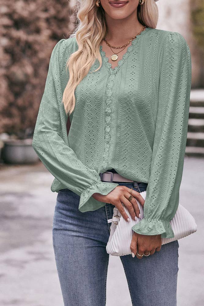 Sage Lace Top