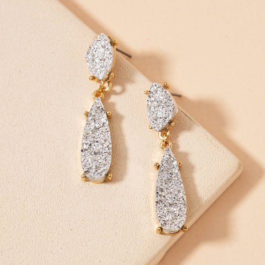 Druzy Teardrop Dangle Earrings